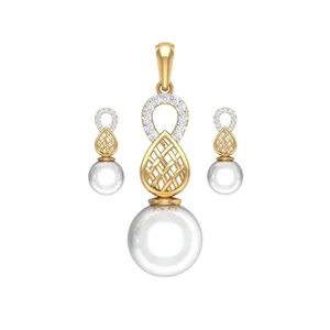 نیم ست طلا 18 عیار زنانه قیراط طرح مروارید کد GH2156