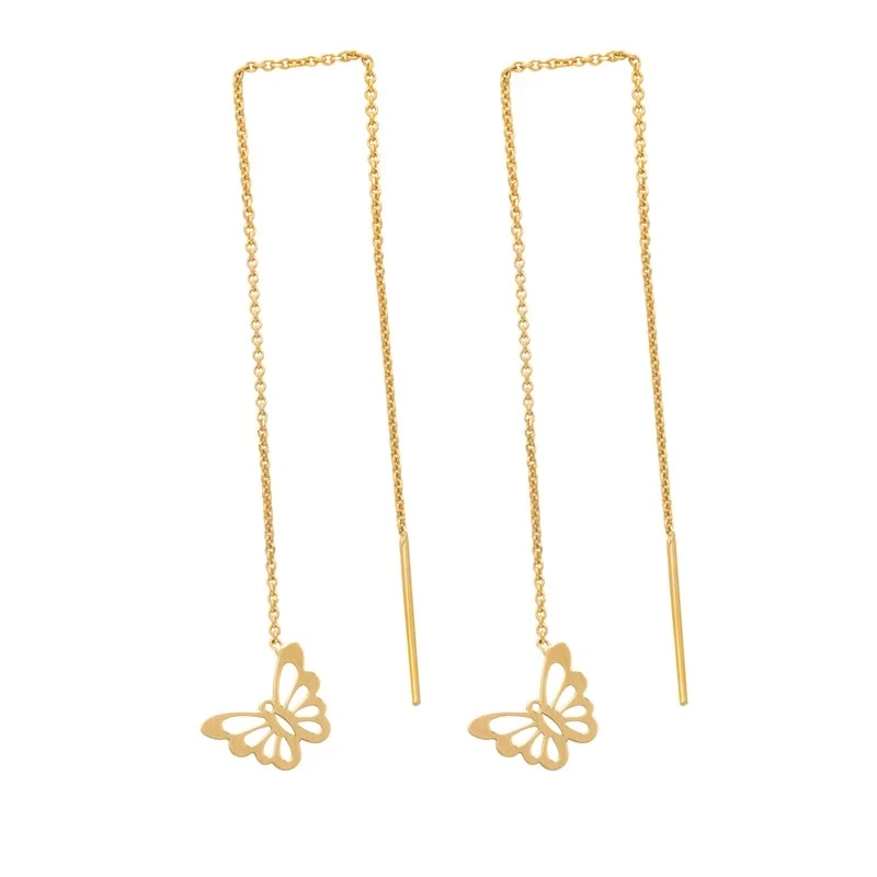 گوشواره بخیه ای طلا 18 عیار زنانه نیکان گلد مدل پروانه عاشق کد NK361