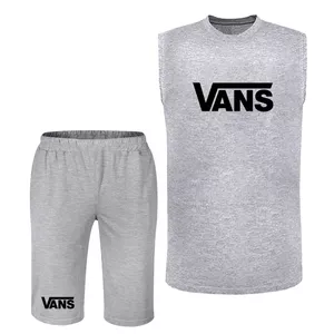 ست تاپ و شلوارک مردانه مدل vans کد L10 رنگ طوسی