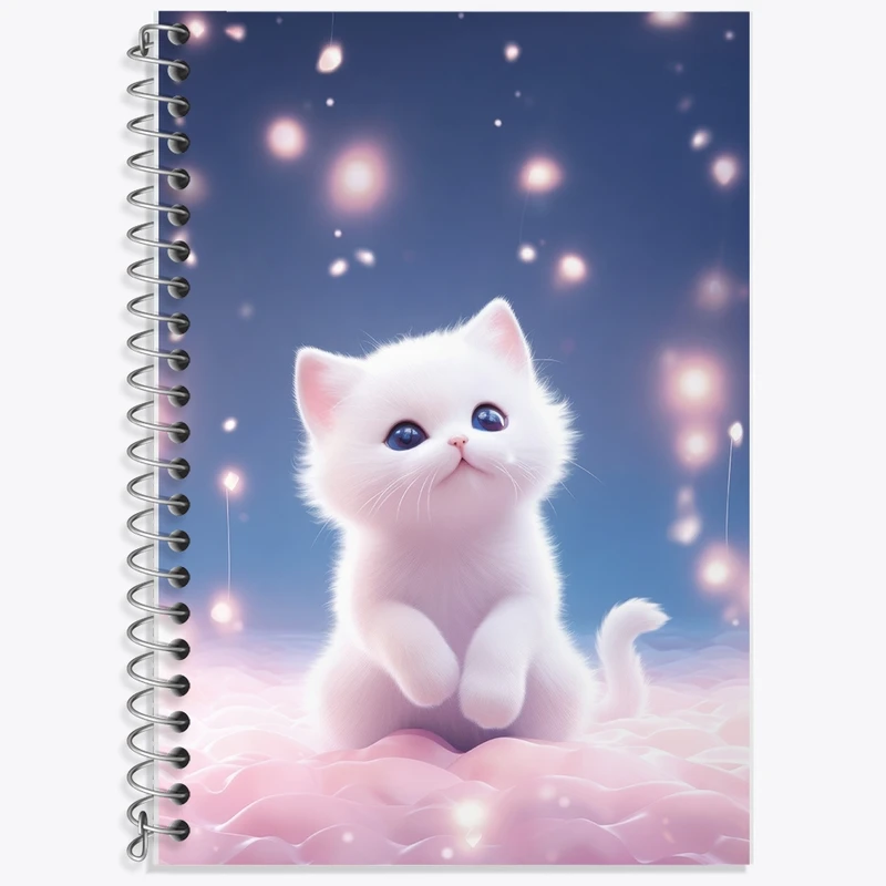 دفتر زبان 50 برگ خندالو مدل دو خط طرح گربه کیوت کد F2607