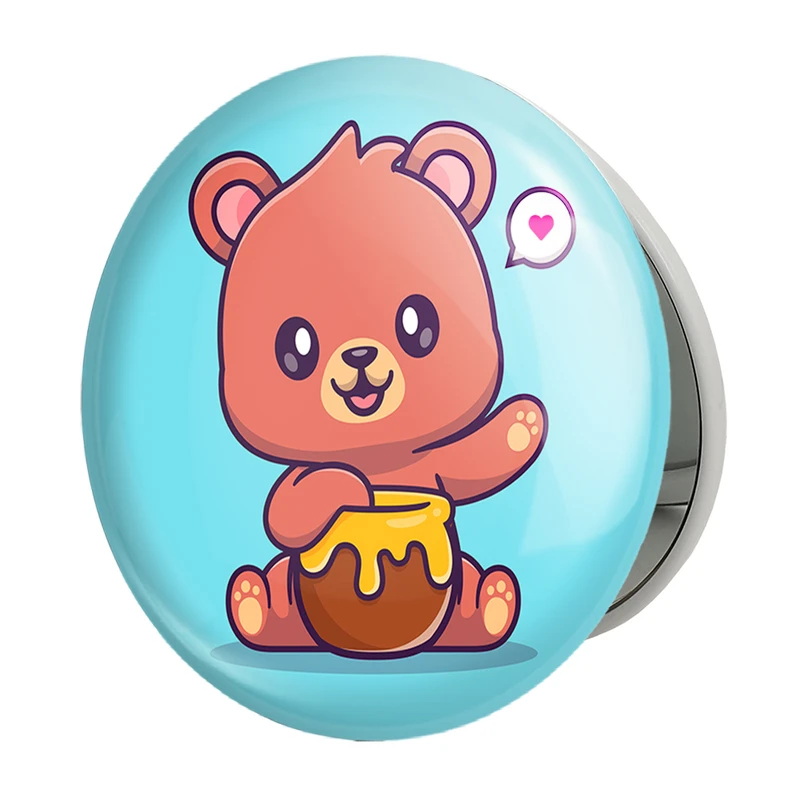 آینه جیبی خندالو طرح حیوانات بامزه خرس مدل تاشو کد 29672