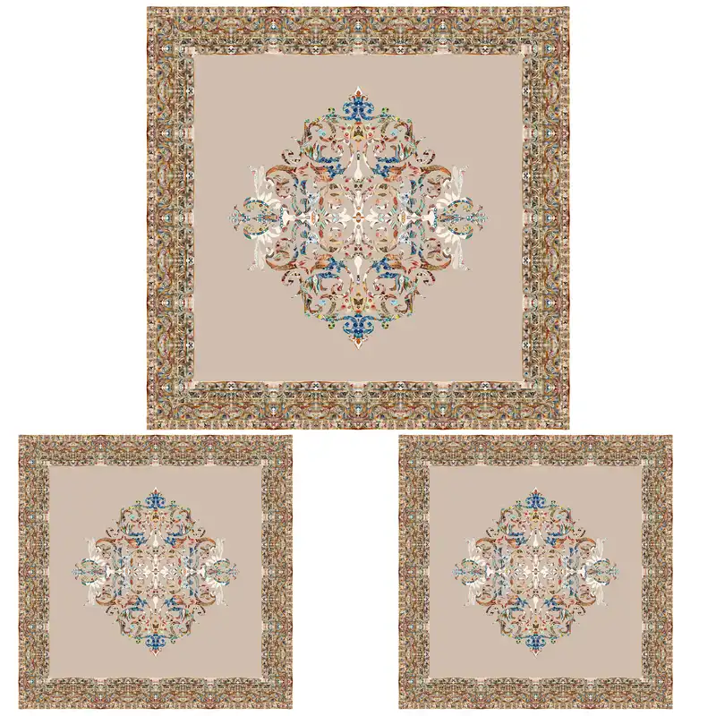 ست رومیزی سه تکه مربع طرح آبرنگ کد 9946.3