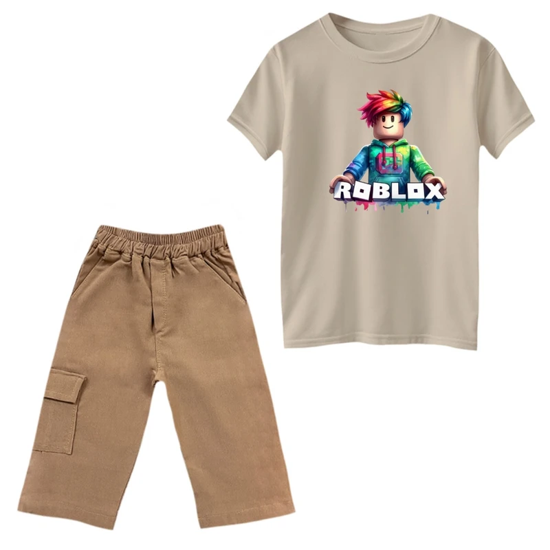ست تی‌شرت و شلوارک پسرانه مدل روبلاکس کد 17