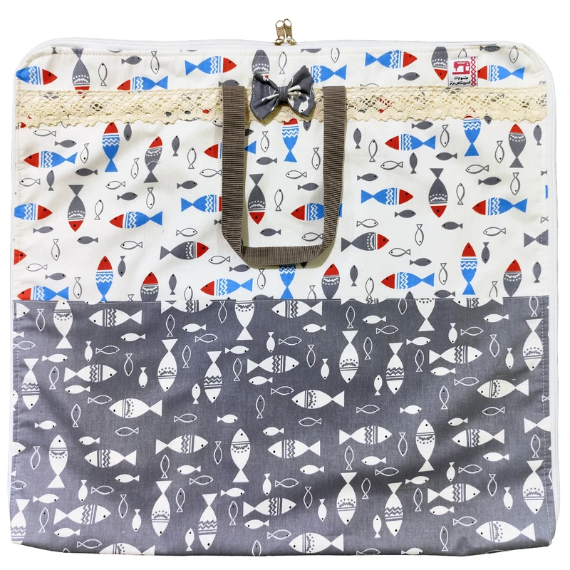 کیسه نان و سبزی منسوجات خسروشاهی برتر مدل زیپدار طرح ماهی 2 کد NAN21