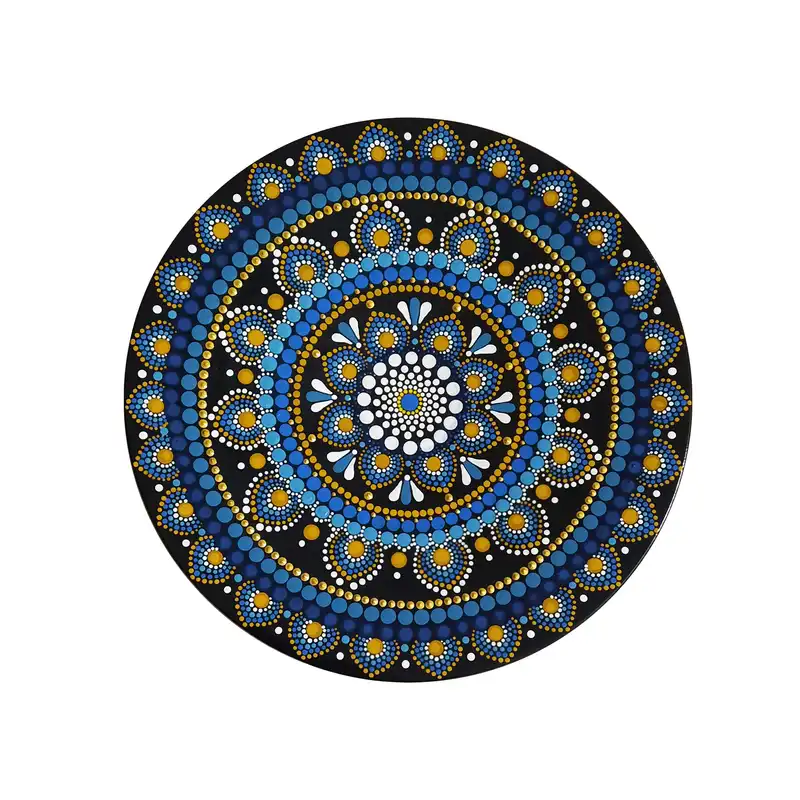 بشقاب دیوارکوب سفالی مدل نقطه کوبی