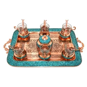سرویس چای خوری 14 پارچه فیروزه کوبی هنرلوکس مدل FCH16
