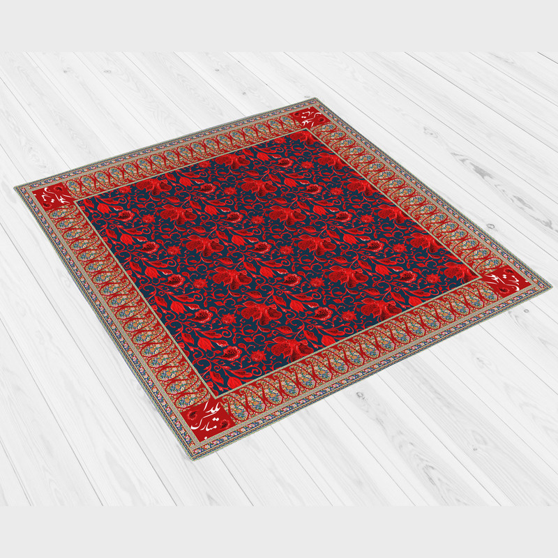 رومیزی طرح گل قرمز یلدا کد 9982