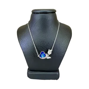 گردنبند نقره زنانه سواروسکی مدل گل و قلب کد 30007