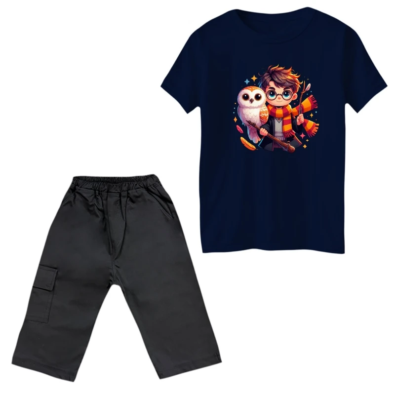 ست تی‌شرت و شلوارک پسرانه مدل هری پاتر کد 10