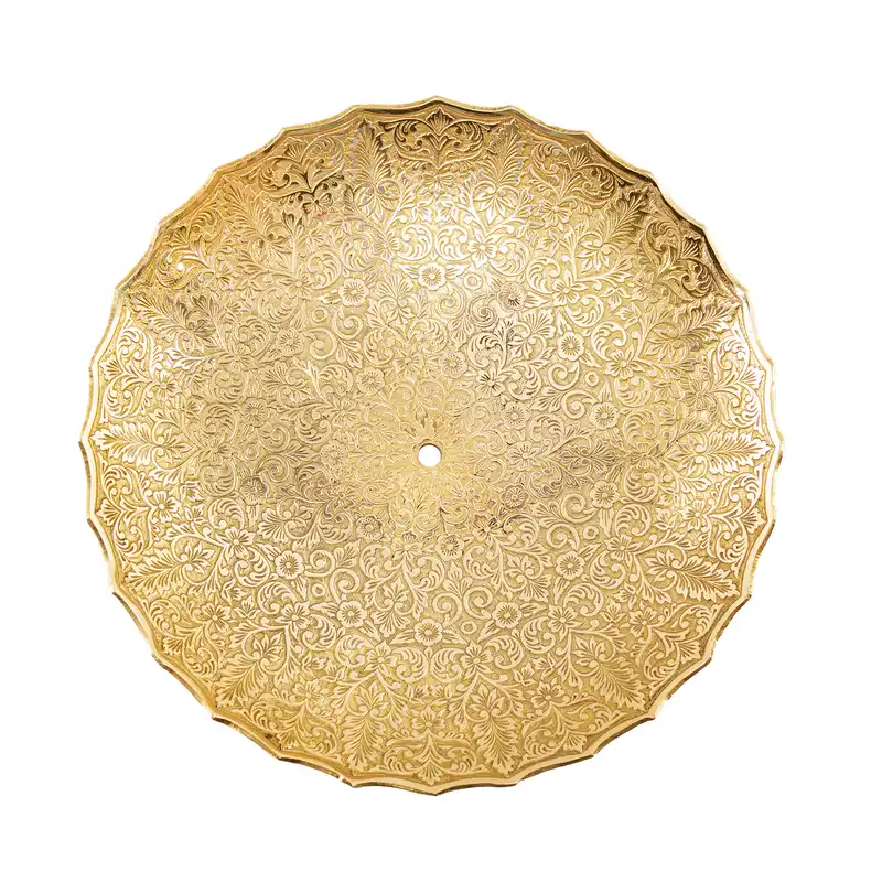 شیرینی خوری برنجی مدل دوطبقه قلم زنی طرح انگور هندی کد 1183