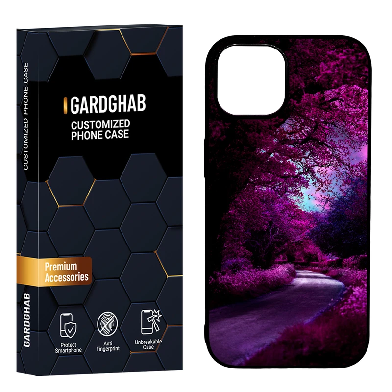 کاور گارد قاب مدل دور ژله ای پشت گلس طبیعت مناسب برای گوشی موبایل اپل iPhone 15 