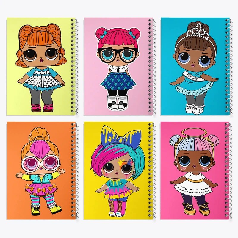 دفتر مشق 50 برگ خندالو طرح عروسک Lol کد 807 مجموعه 6 عددی