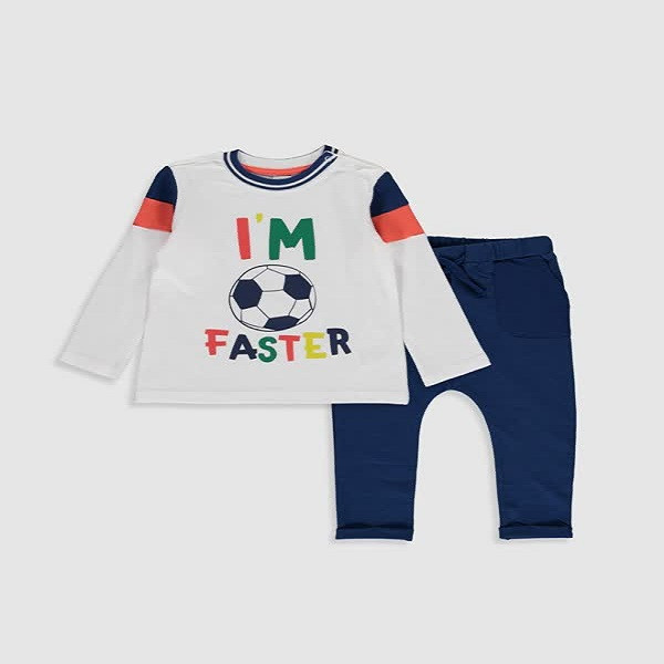 ست تی شرت آستین بلند و شلوار بچگانه ال سی وایکیکی مدل IM FASTER