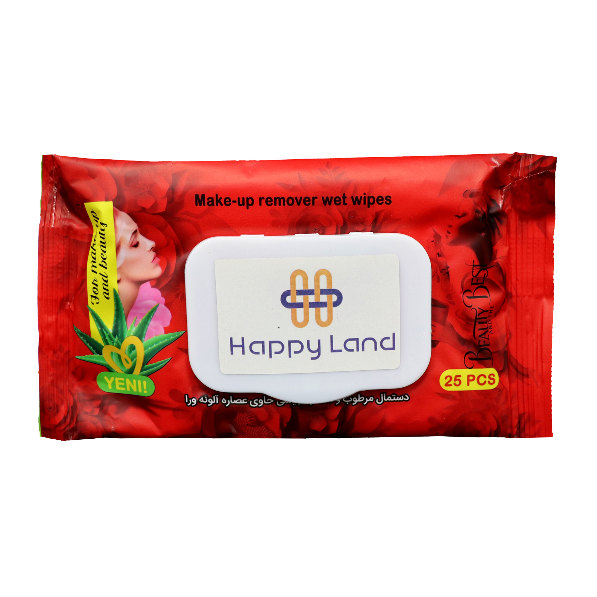 دستمال مرطوب هپی لند مدل Beauty Red بسته 25 عددی