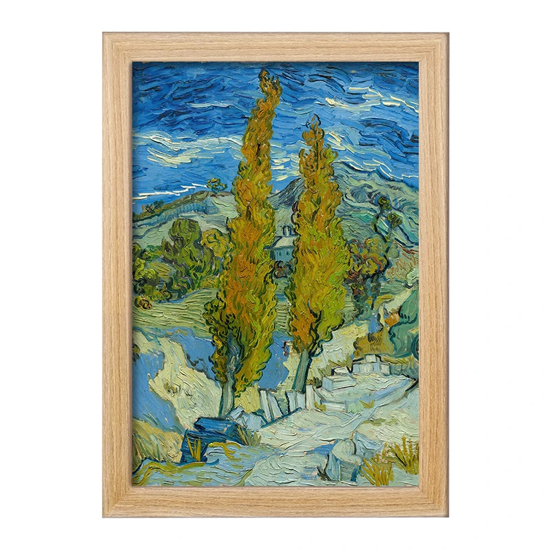 تابلو خندالو مدل نقاشی دو صنوبر در آلپیل نزدیک سن رمی اثر ونسان ونگوگ کد F12430