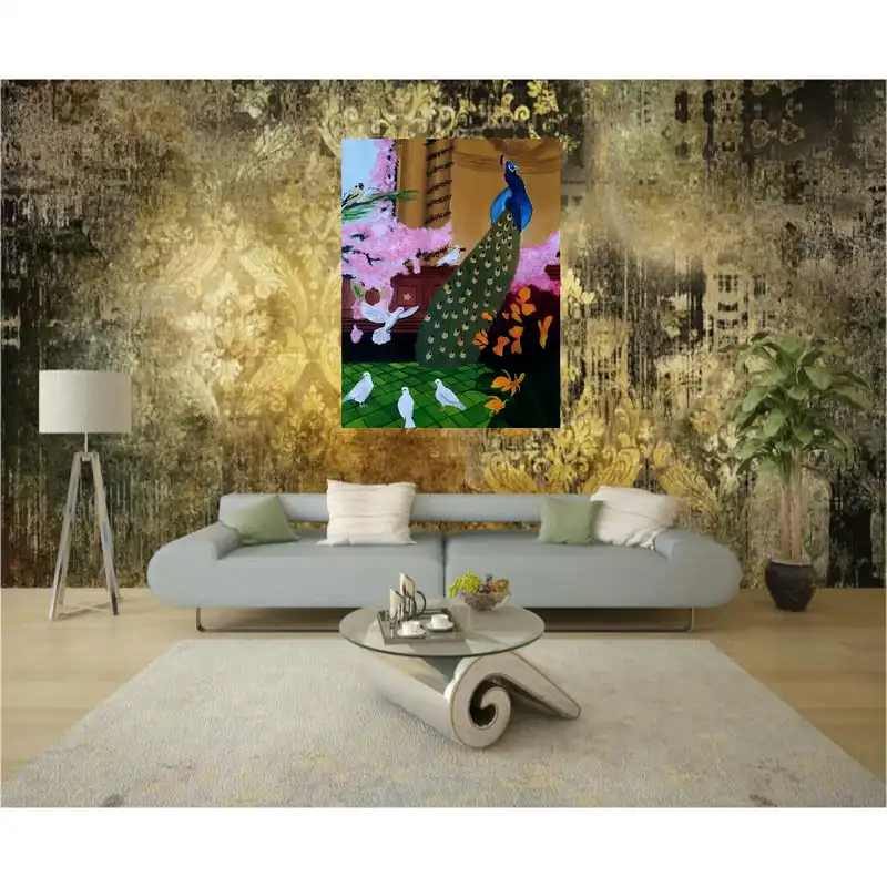 تابلو رنگ روغن طرح طاووس کد 1