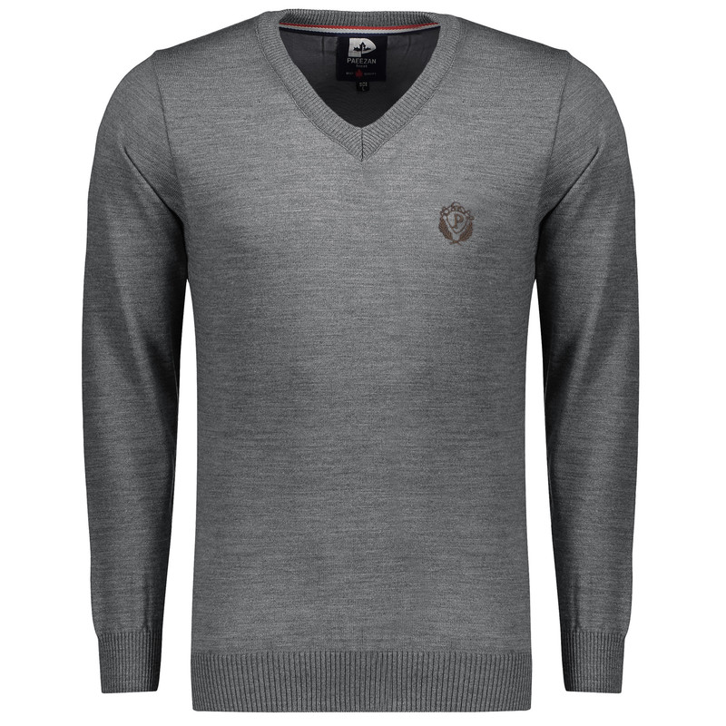 پلیور مردانه تریکو پاییزان مدل P700 ملانژ رنگ طوسی