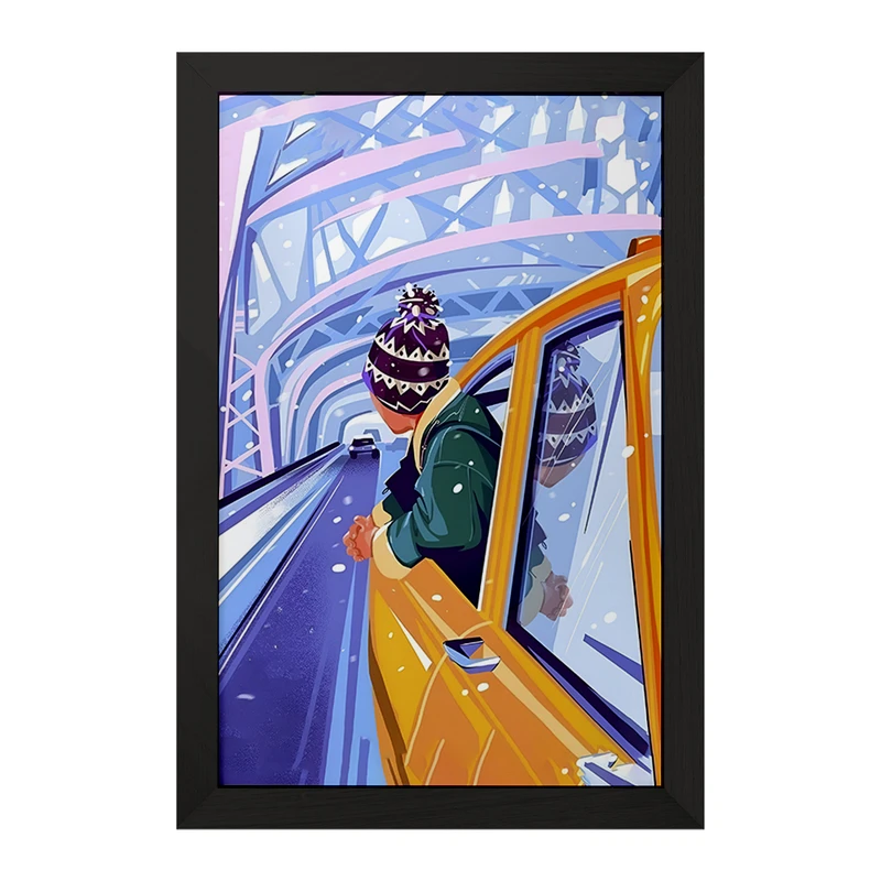 تابلو خندالو مدل گردش در روز برفی کد F7367