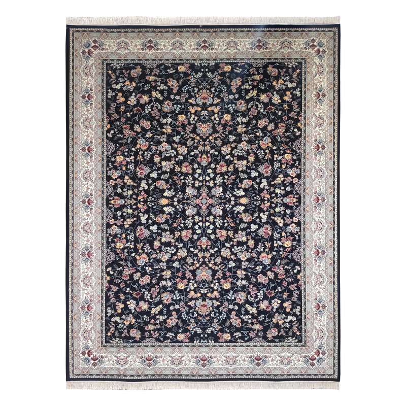 فرش ماشینی مشهد کد 722111 زمینه سرمه ای