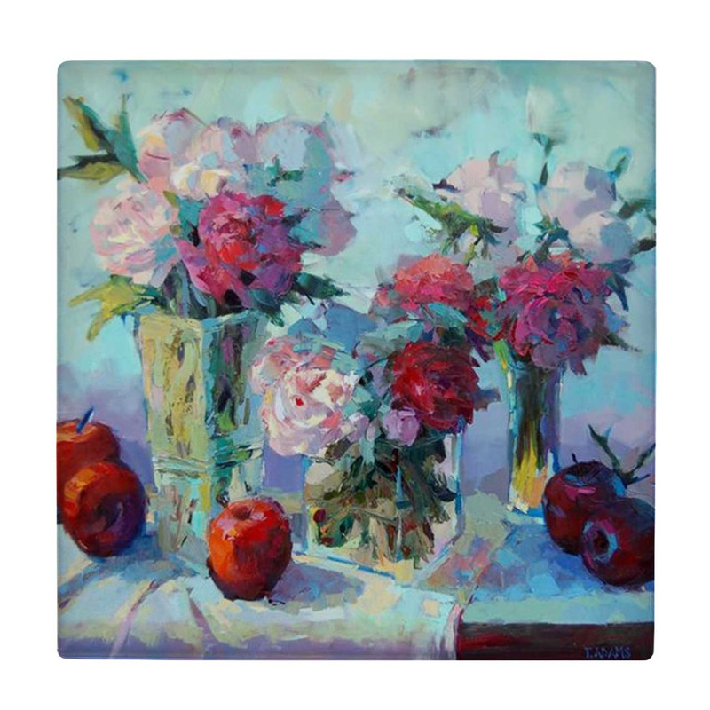 زیر لیوانی طرح نقاشی گلدان های گل و سیب ها کد 6085114_5064