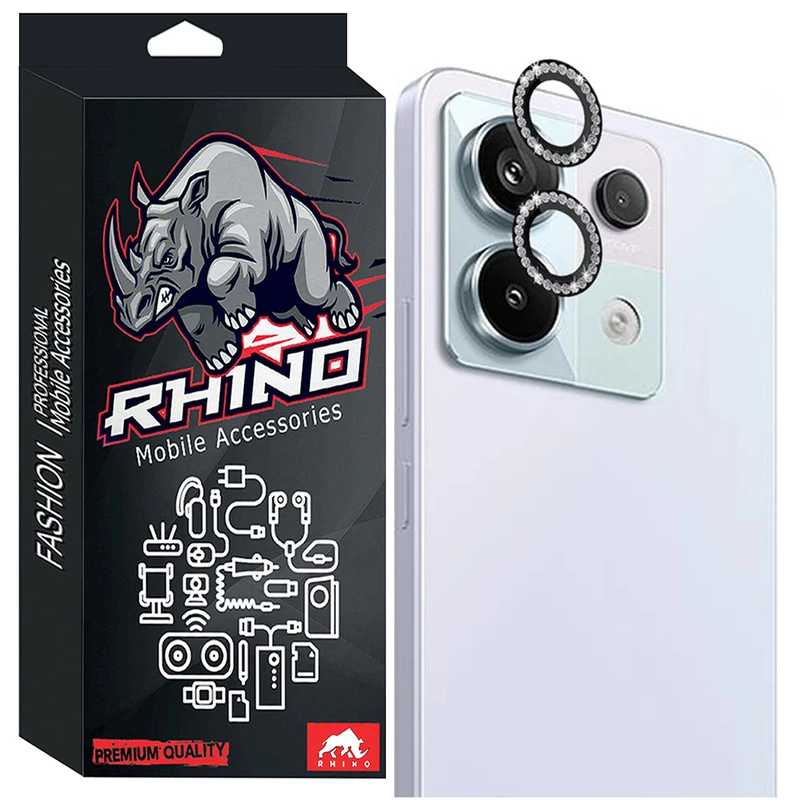 محافظ لنز دوربین شیشه ای راینو مدل Diamond Ring مناسب برای گوشی موبایل شیائومی Redmi Note 13 Pro 5G