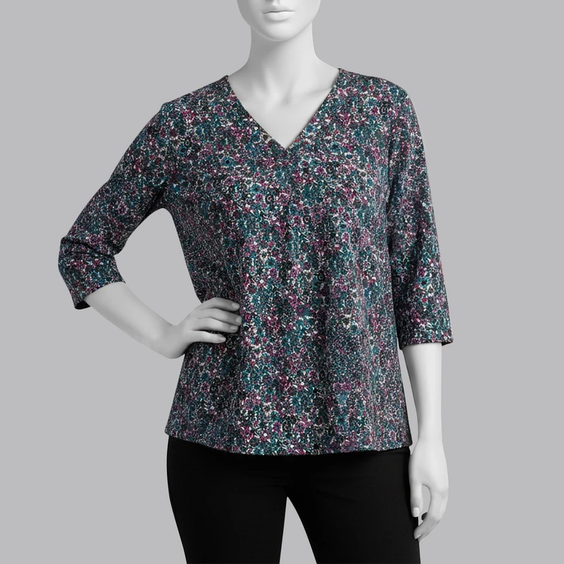 بلوز آستین سه ربع یقه هفت زنانه ال سی وایکیکی مدل W519372Z8