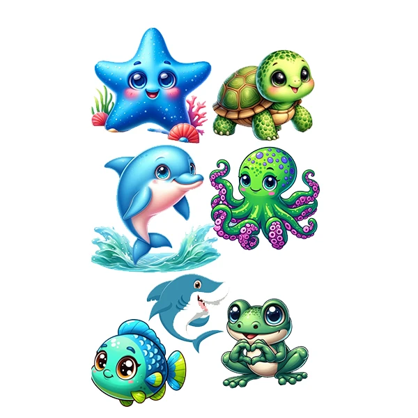 استیکر پارچه و لباس پاد آفرین طرح قورباغه و لاک پشت کد 1824