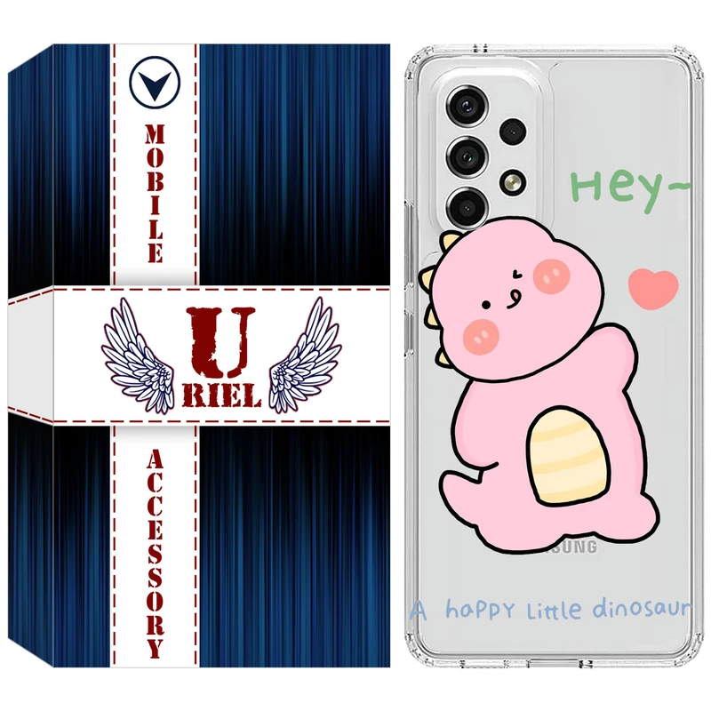 کاور یوریل مدل Clear کد 26 طرح دایناسور صورتی مناسب برای گوشی موبایل سامسونگ Galaxy A33