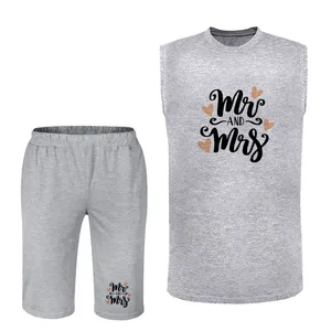 ست تاپ و شلوارک مردانه مدل اقا و خانم  کد SH32 رنگ طوسی