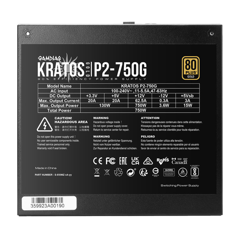 منبع تغذیه کامپیوتر گیم دیاس مدل KRATOS P2-750G