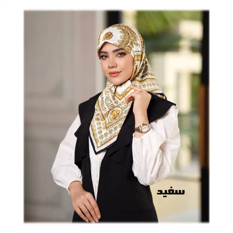 روسری زنانه مدل ابریشم توییل دست دوز کد R54-100