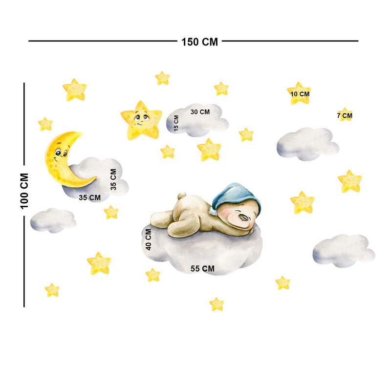 استیکر دیواری کودک ژیوار مدل خواب خرسی کد 4208