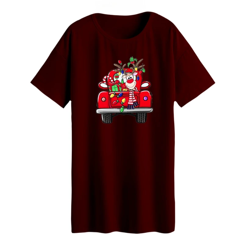 تی شرت لانگ زنانه مدل گوزن کریسمس کد 8