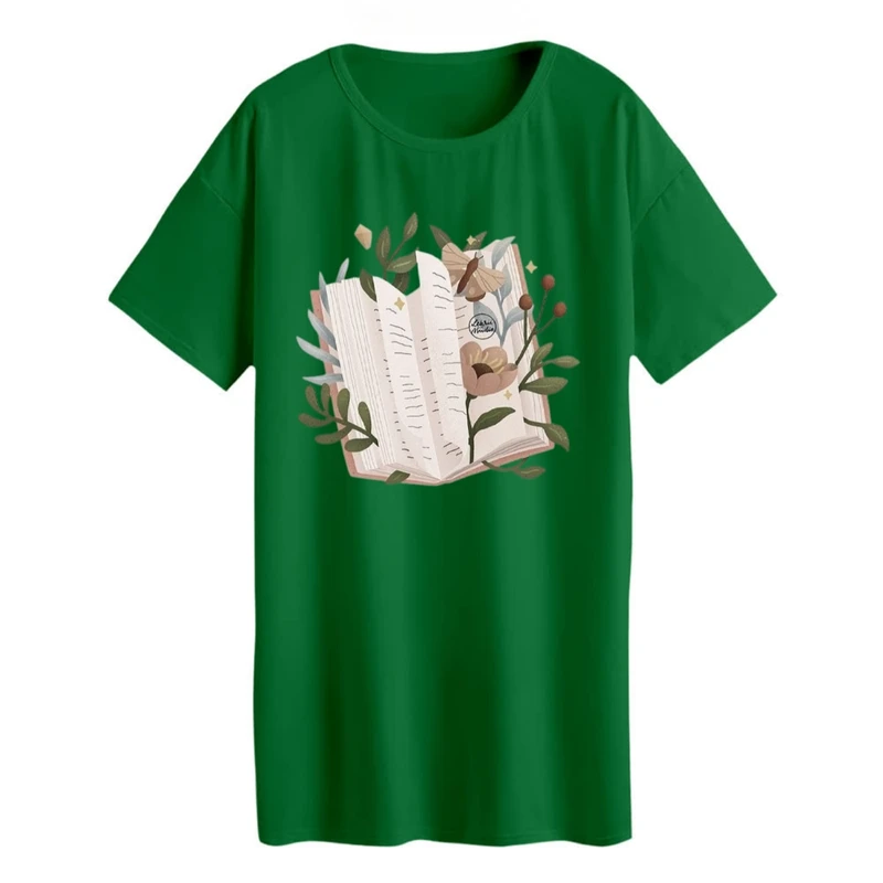 تی شرت لانگ زنانه مدل  کتاب مینیمال