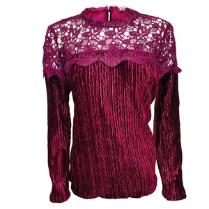 بلوز زنانه مدل مجلسی یقه گیپور کد 46802