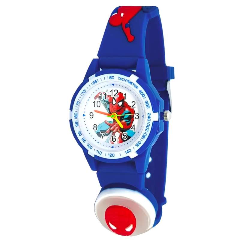 ساعت مچی عقربه ای پسرانه مدل چراغدار بند سیلیکونی ضد حساسیت طرح مرد عنکبوتی کد 3 ساعت مچی عقربه ای پسرانه مدل چراغدار بند سیلیکونی ضد حساسیت طرح مرد عنکبوتی کد 3