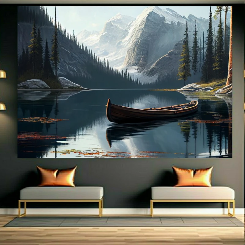 پوستر دیواری طرح طبیعت مدل دریاچه و قایق کد FP105271