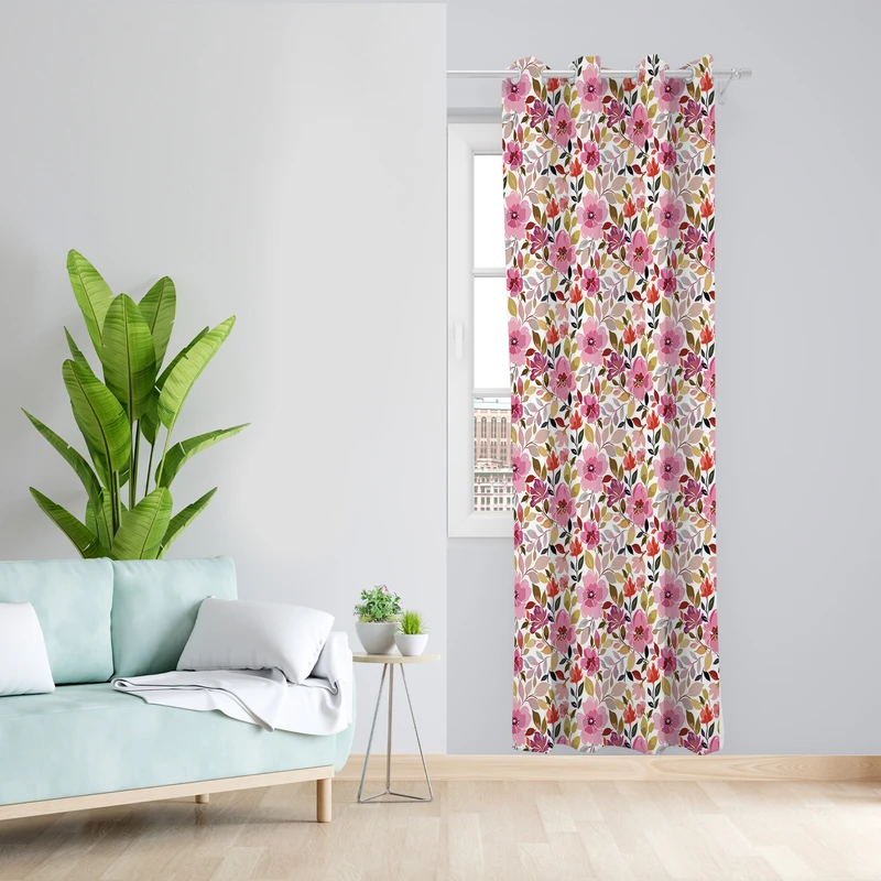 پرده طرح گلدار مدل مخمل پانچی کد L 404 Z سایز 140x200 سانتی متر