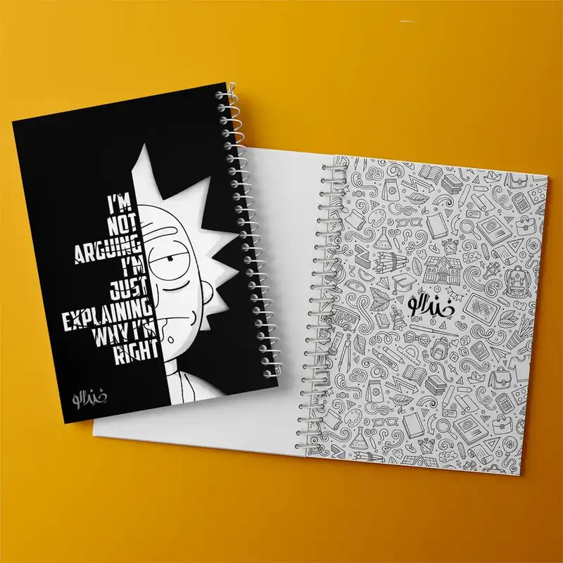 دفتر زبان 50 برگ خندالو مدل دو خط طرح ریک و مورتی Rick and Morty کد 3212