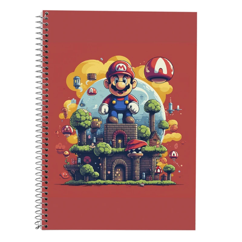 دفتر زبان 50 برگ مدوپد مدل دوخط طرح سوپرماریو super mario کد DF2910