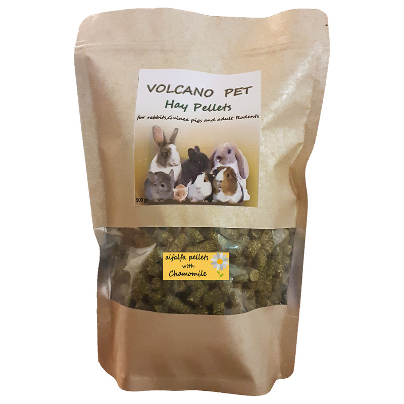 غذای خشک خرگوش و خوکچه هندی مدل پلت یونجه بابونه وزن 500 گرم