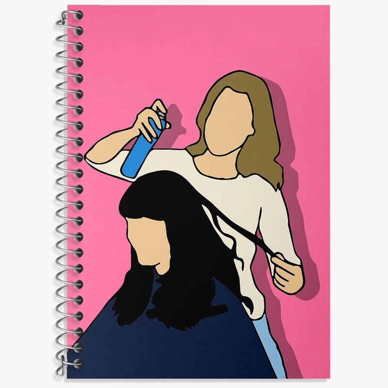 دفتر زبان 50 برگ خندالو مدل دو خط طرح دختر آرایشگر کد N1680