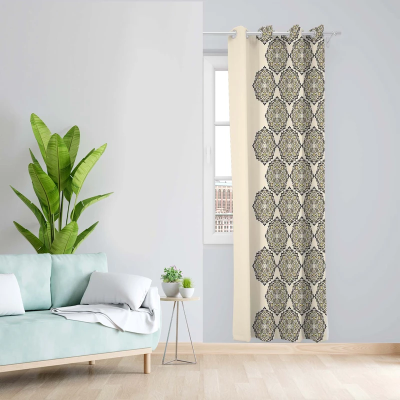 پرده طرح سنتی مدل مخمل پانچی کد 5129L z سایز 140x200 سانتی متر
