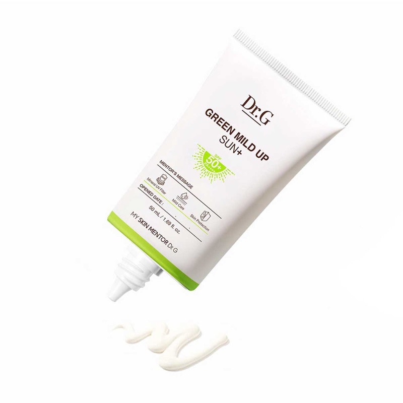 کرم ضد آفتاب فیزیکی بدون رنگ دکتر جی SPF 50 مدل گرین مایلد آپ مناسب انواع پوست حجم 50 میلی‌ لیتر