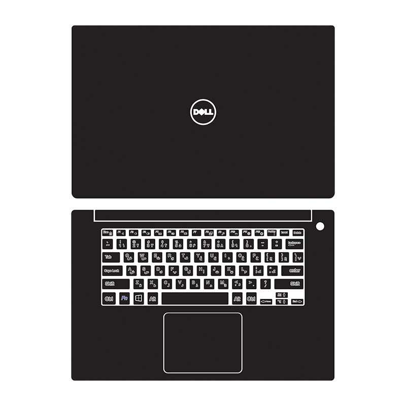 استیکر لپ تاپ توییجین و موییجین طرح Black 01 مناسب برای لپ تاپ Dell precision 5530-5540 به همراه برچسب حروف فارسی کیبورد 