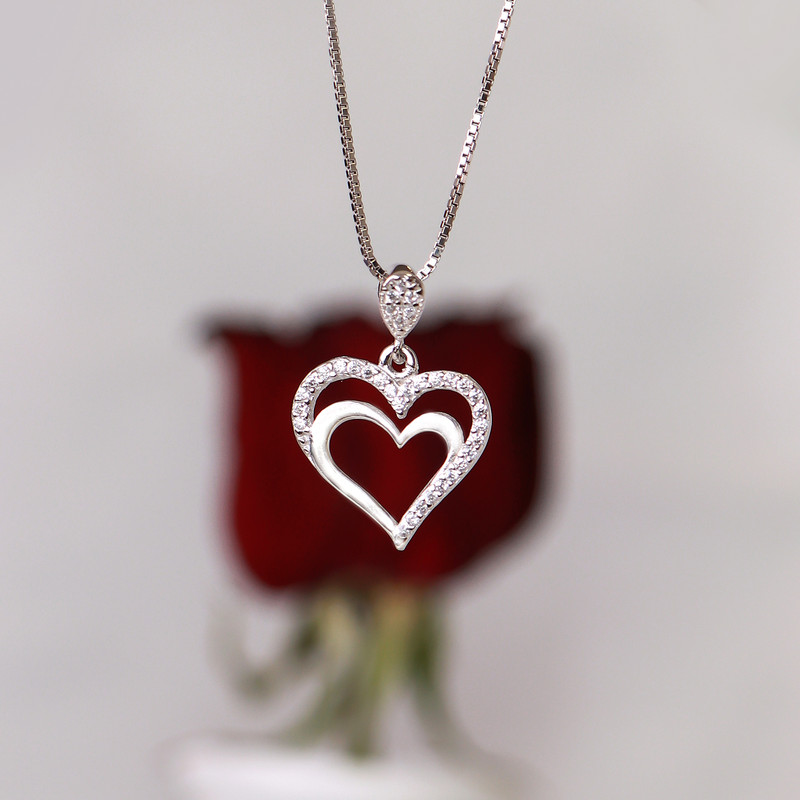 آویز گردنبند نقره زنانه جی تی ای مدل قلب