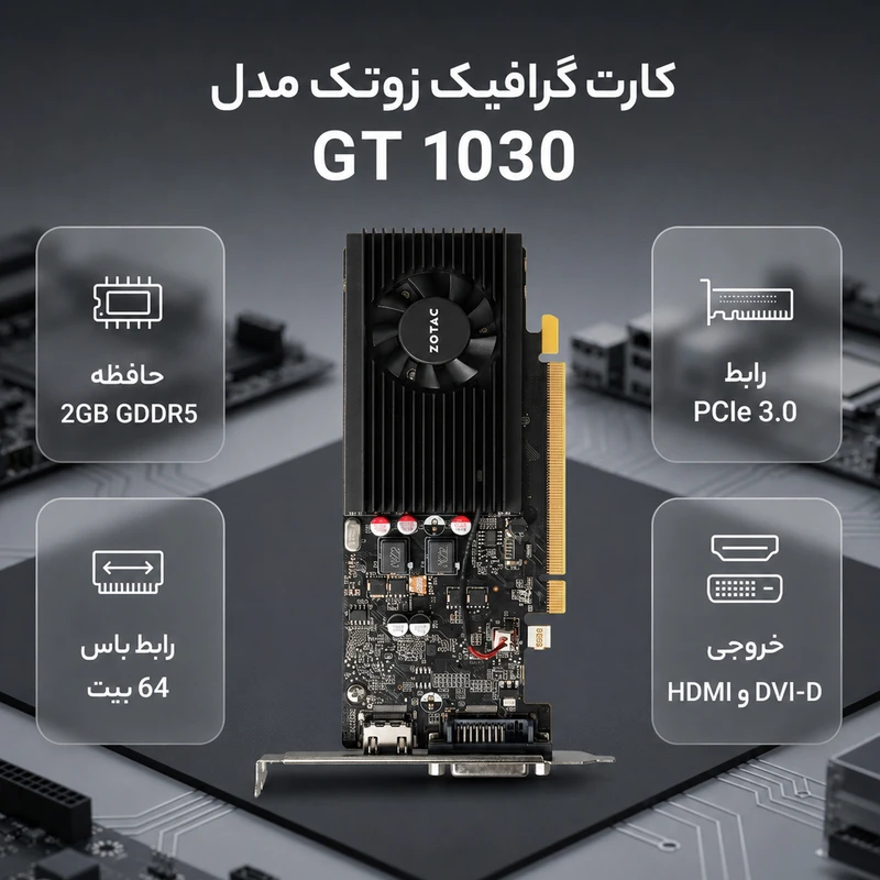 عکس شماره 2 : کارت گرافیک زوتک مدل gt 1030 2gb