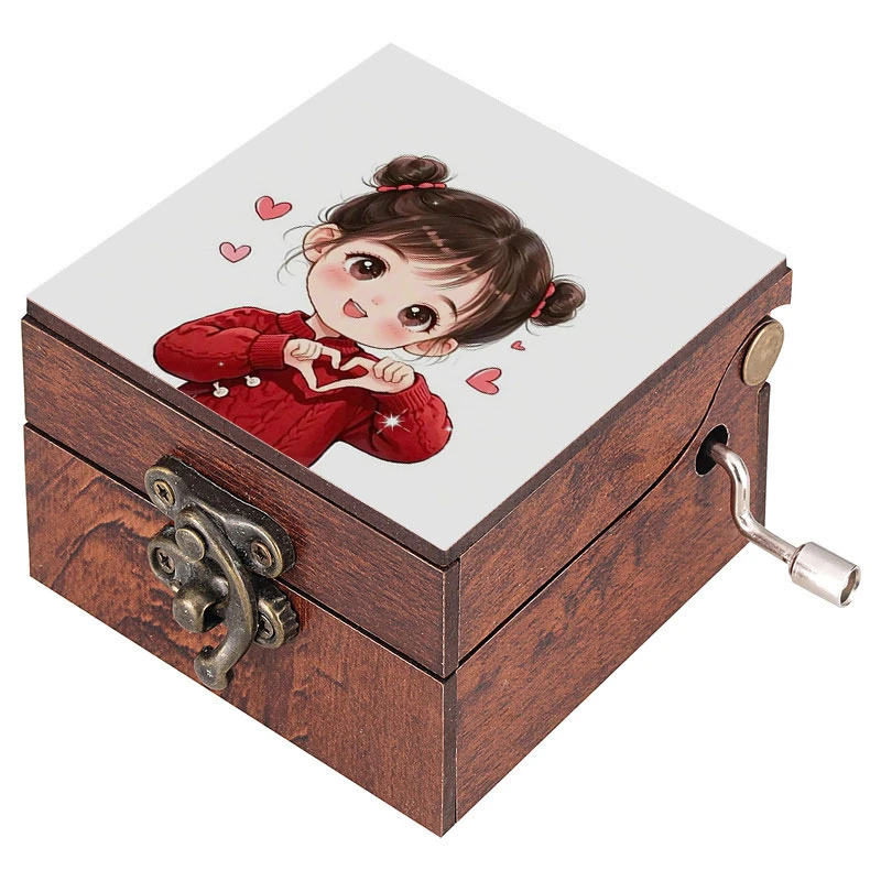 جعبه موزیکال مدل هندلی طرح دختر و قلب کد 1023
