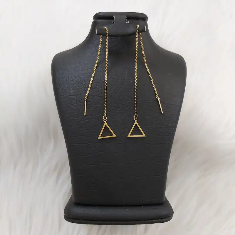 گوشواره زنانه استینلس استیل مدل بخیه طرح مثلث کد shape115 (لطفا کد را تغییر ندهید تشکر)