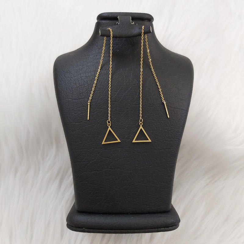 گوشواره زنانه استینلس استیل مدل بخیه طرح مثلث کد shape115 (لطفا کد را تغییر ندهید تشکر)